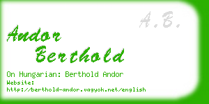 andor berthold business card